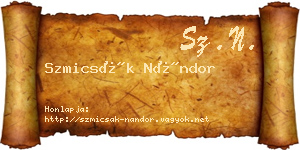 Szmicsák Nándor névjegykártya